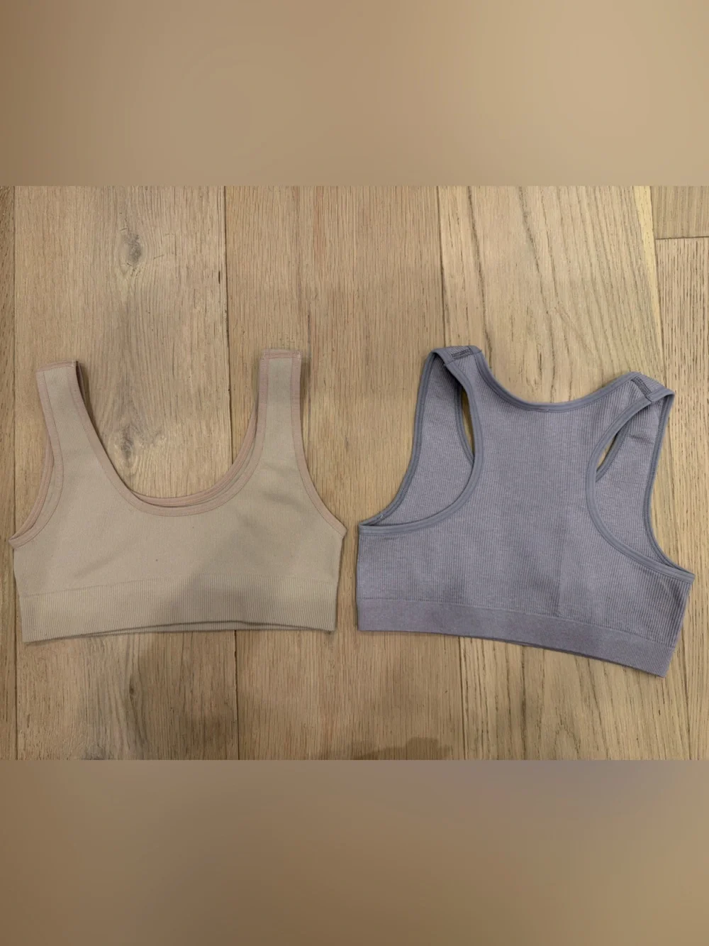 GAP Ribbed Scoop & Racerback Crop Bras - Beige and Lavender